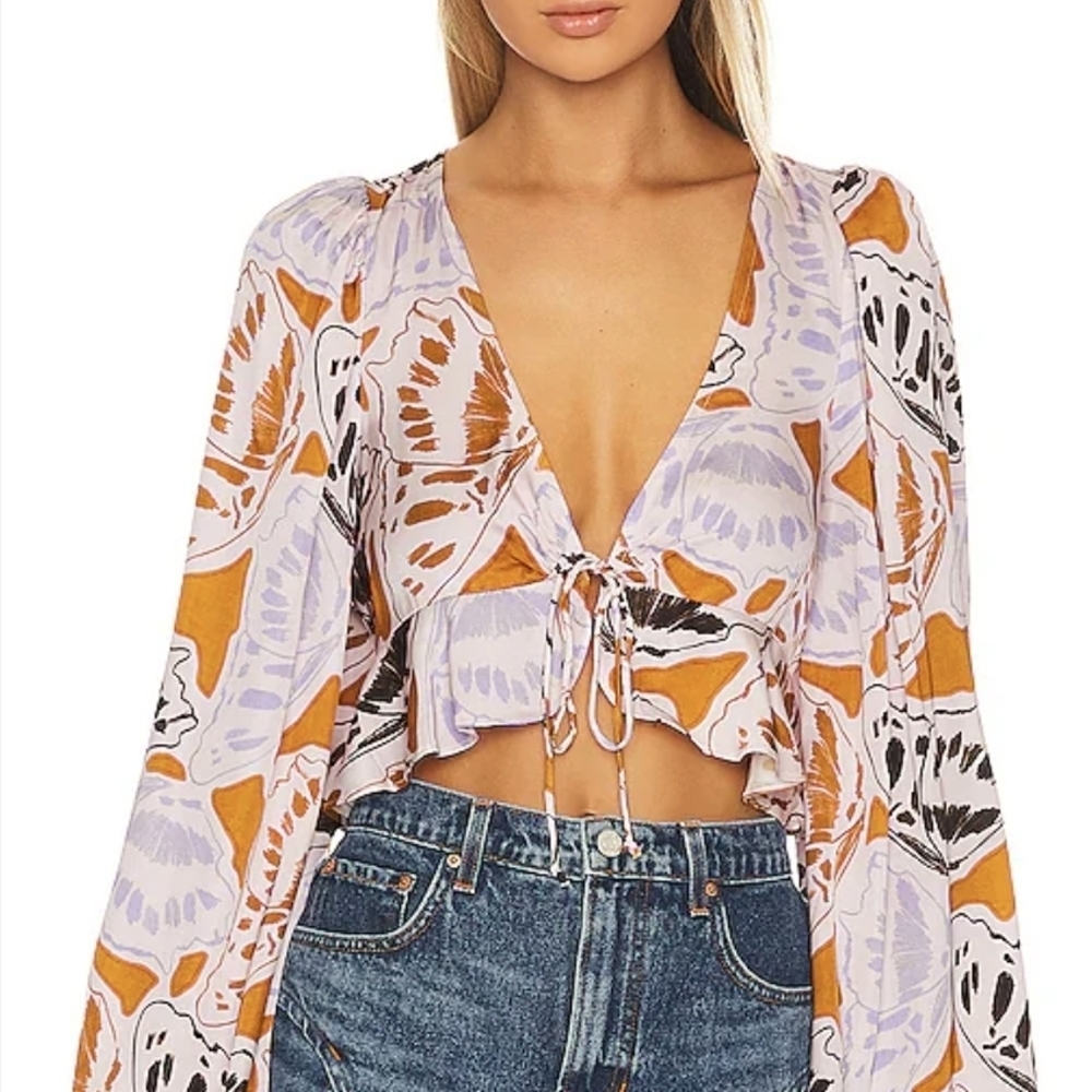 NEW For Love And Lemons Floral Crop Top Size Small